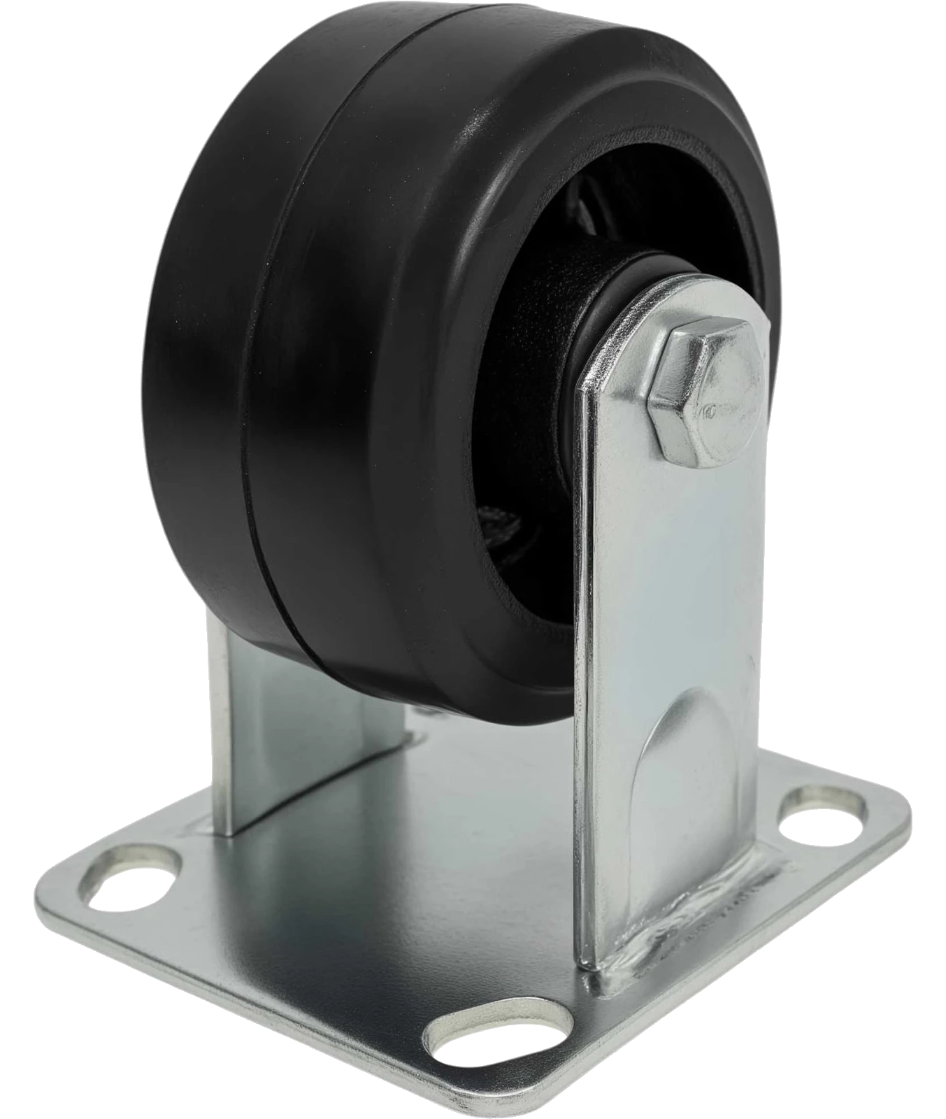 Industrial fixed castor with bearing, 100 mm, rubber/cast iron G-04-09-31