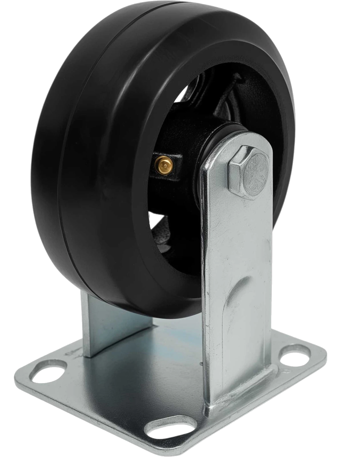 Industrial fixed castor with bearing, 125 mm, rubber/cast iron G-04-09-32
