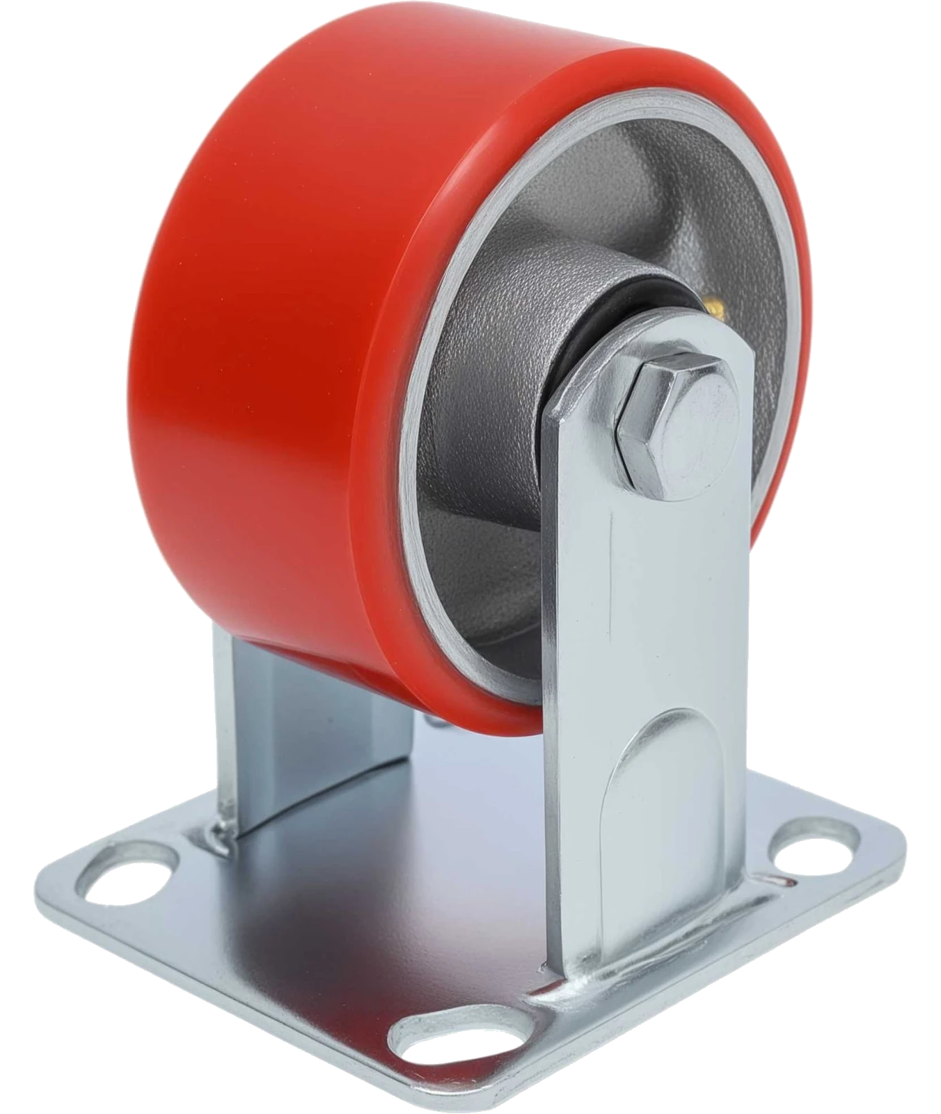 Industrial fixed castor with bearing, 100 mm, PU/cast iron G-04-09-35