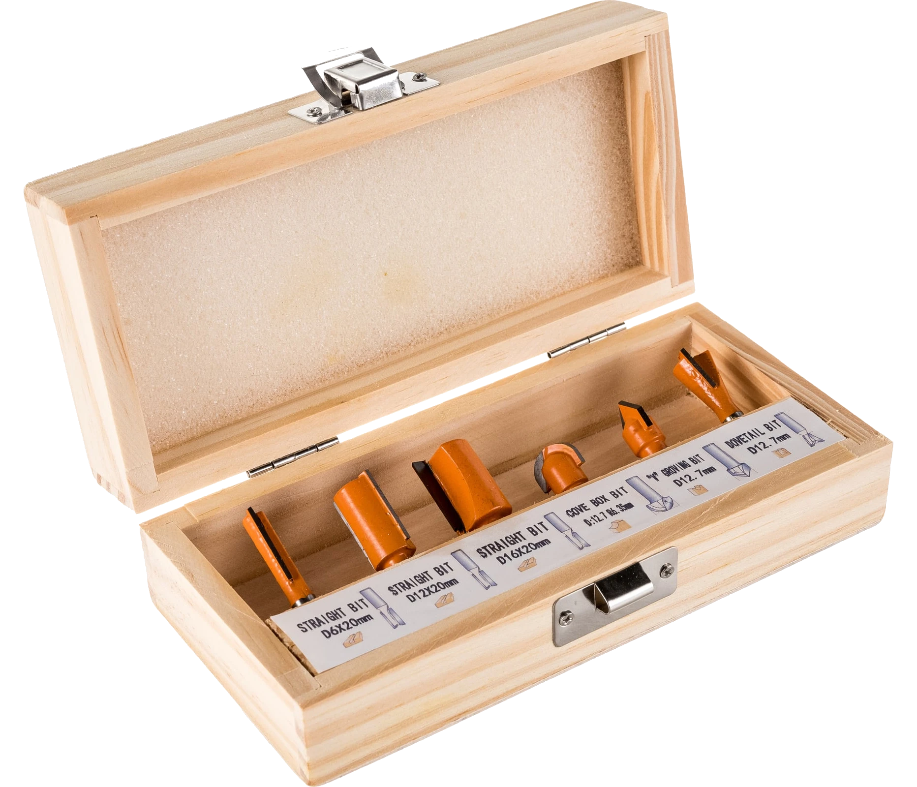 Router bit set, 6 mm shank, 6 pcs G-0606
