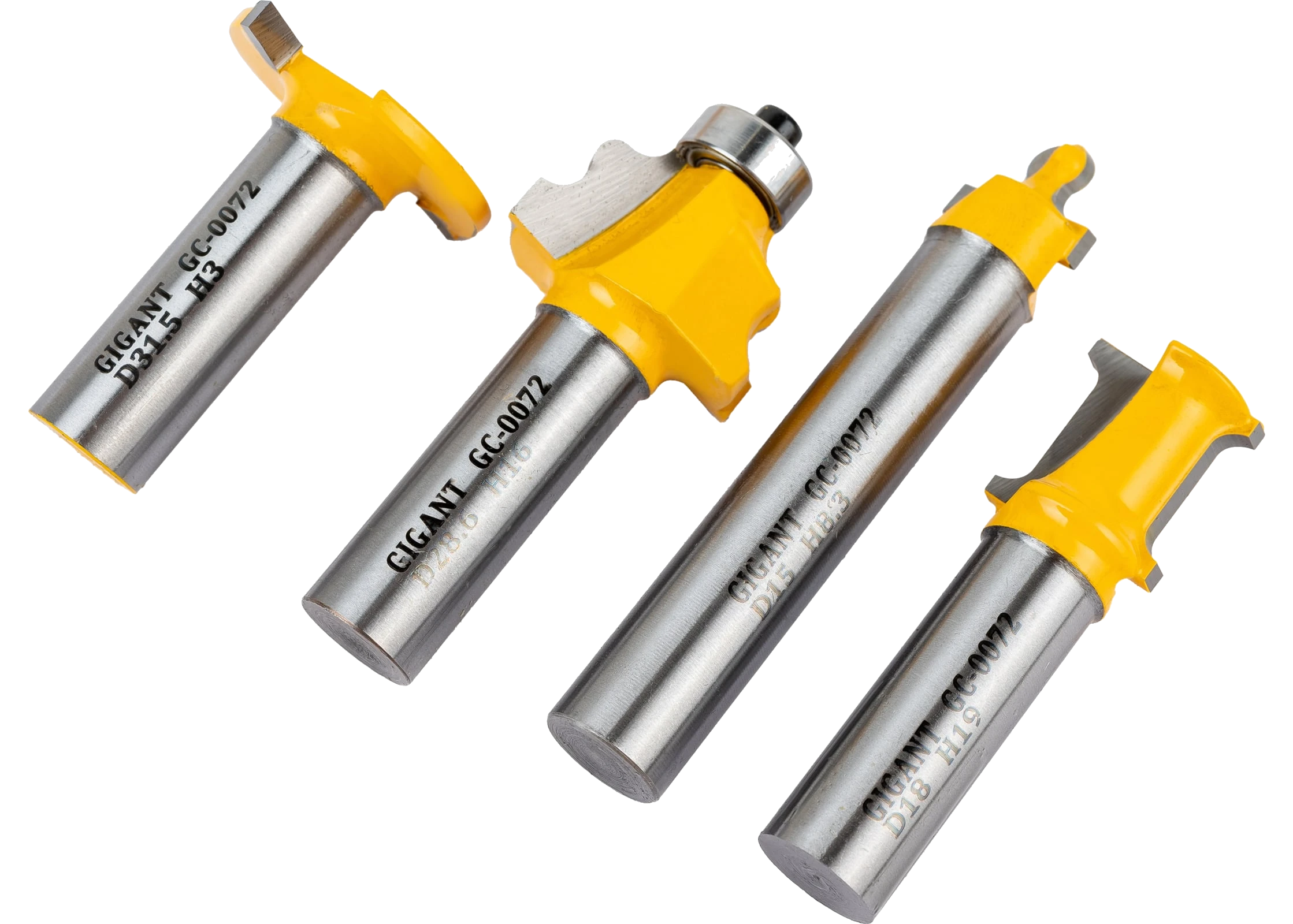 Router bit set for hinge joints, 12 mm shank GC-0072