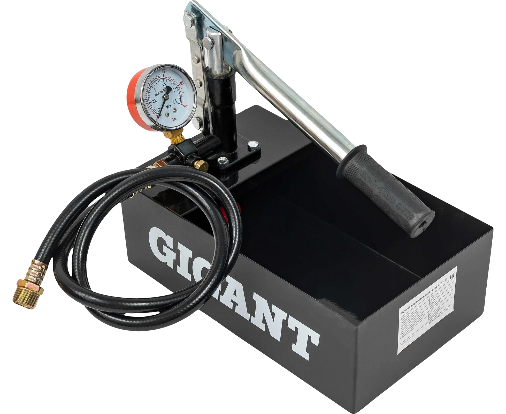 Hand-operated pressure test pump 10 bar GPTP-10