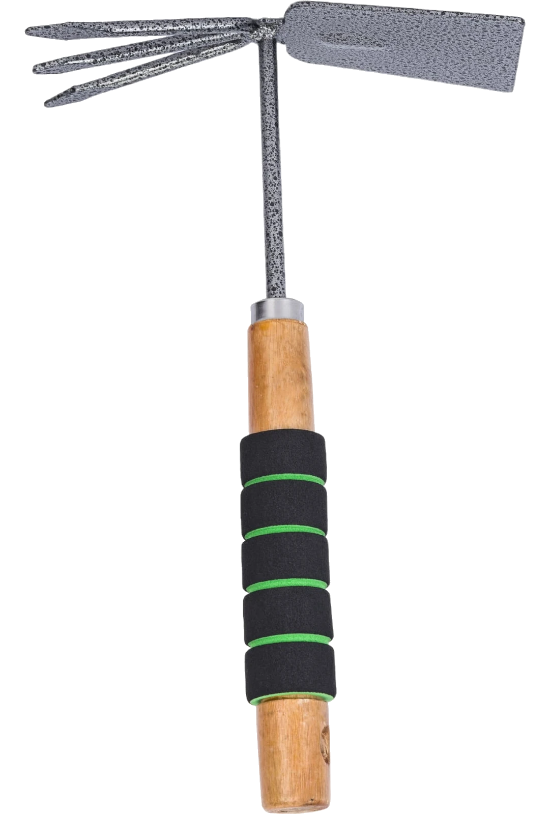 Carbon steel powder-coated hand hoe with wooden handle and soft grip, GVER-07