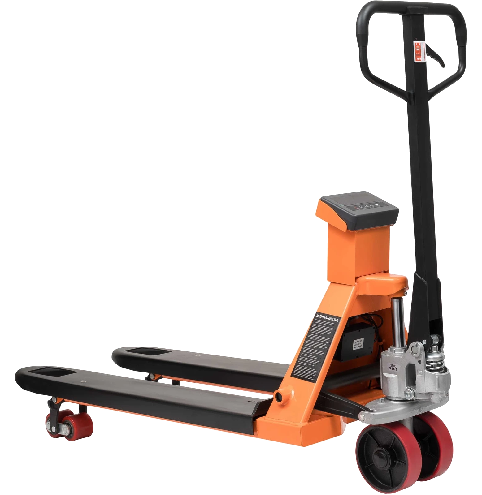 Hydraulic pallet truck with scale 2000 kg, 1150x550 mm, polyurethane wheels JHPT2000-1150-W