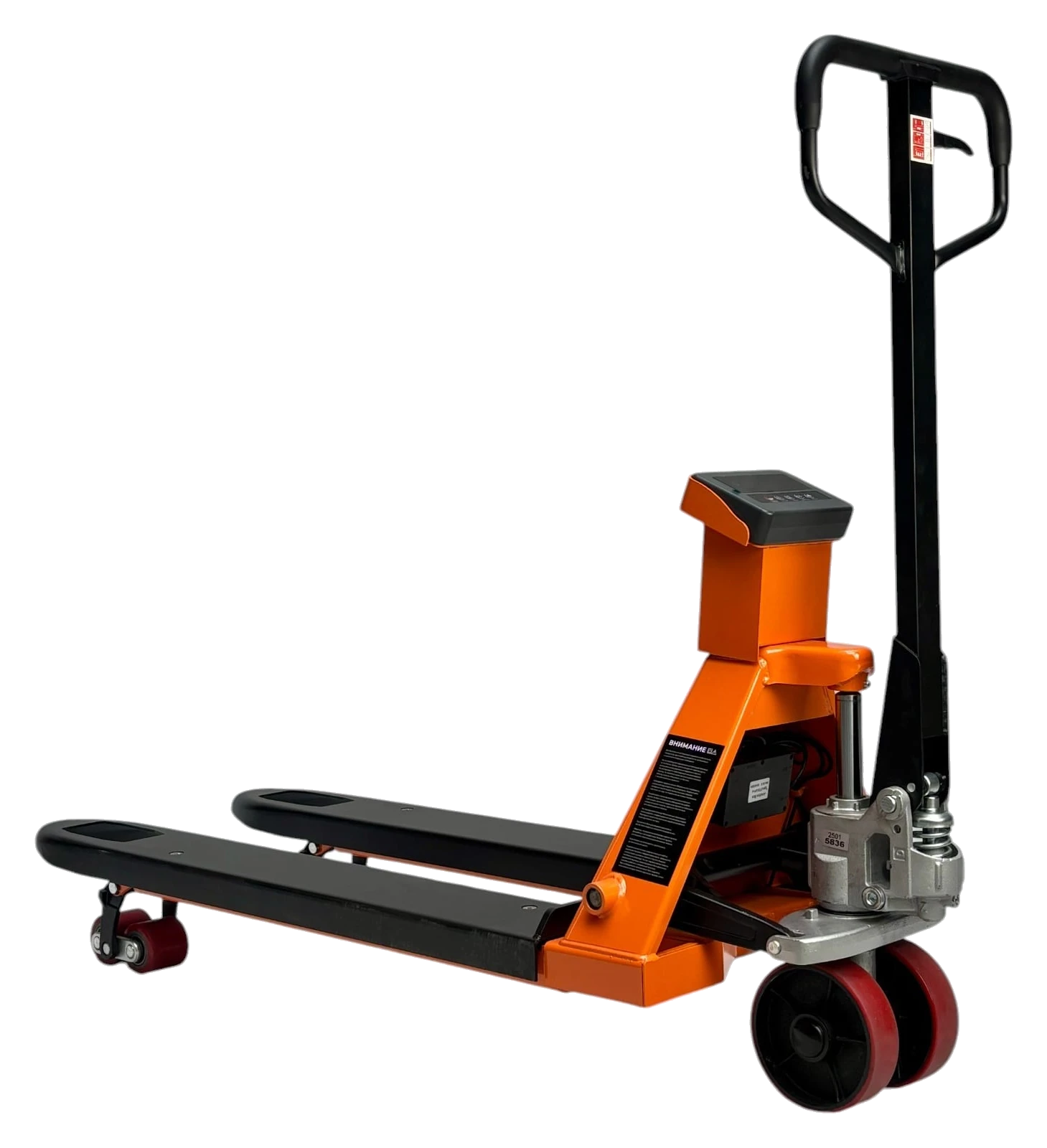 Hydraulic pallet truck with scale 3000 kg, 1150x550 mm, polyurethane wheels JHPT3000-1150-W